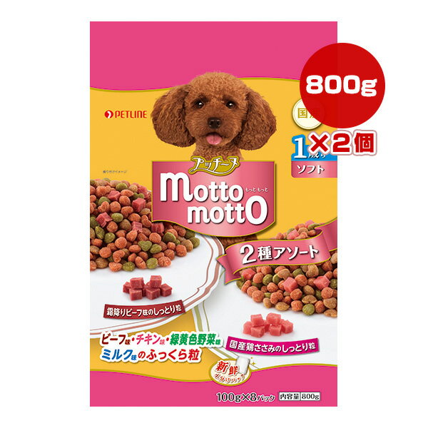 Premium - プッチーヌ もっともっと ソフト 2種アソート 1歳から 800g[100g×8パック]×2個 ペットライン ▼a ペット フード 犬 ドッグ 国産 motto motto
