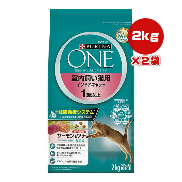 Other Wet Food - ピュリナ ワン キャット 室内飼い猫用 インドアキャット 1歳以上 サーモン＆ツナ 2kg×2袋 ネスレ日本 ▼a ペット フード 猫 キャット 合成着色料・香料 無添加 総合栄養食 PURINA ONE