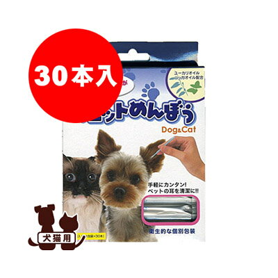 犬猫用 綿棒 ウエットめんぼう 30本入 現代製薬▼a ペット グッズ ドッグ キャット 犬 猫 耳ケア お手入れ