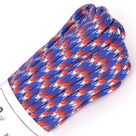 ROTHCO パラコード タイプ3 レッドブルーホワイトカモ 30m ロスコ 550pパラコード ロープ パラシュートコード 綱 靴紐 靴ひも シューレース トリコロール 550コード ナイロンコード