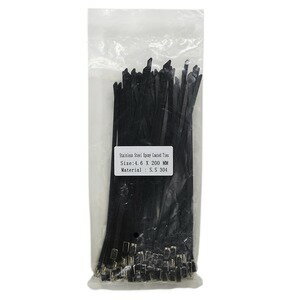 ケーブルタイ 結束バンド タイバンド ステンレス製 100本セット [ ブラック / 4.6×200 ] 金属製 マルチ..