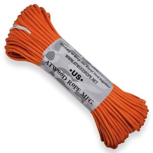 楽天ミリタリーサープラス レプティルATWOOD ROPE 550パラコード タイプ3 バーントオレンジ [ 30m ] アトウッドロープ Burnt Orange 橙色 ロープ パラシュートコード 綱 靴紐 靴ひも シューレース 防災 550コード ナイロンコード 紐 ひも