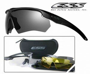 ESS シューティンググラス CROSSBOW 3LS クロスボウ 740-0387 [ ソフトケース付属 ] タクティカルサングラス 交換レンズ Crossbow メンズ スポーツ 紫外線カット UVカット グラサン 運転 ドライブ バイク ツーリング 曇り止め 射撃用サングラス 射撃用メガネ 保護メガネ