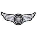 ミリタリーパッチ Winged Wheel アイロンシート付 ホワイト ミリタリーワッペン アップリケ バイカーパッチ バイカーワッペン オレンジ バイク スリーブバッジ