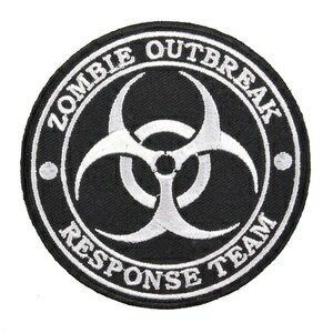 ミリタリーパッチ アイロンシート付 バイオハザード ロゴ [ ホワイト ] ミリタリーワッペン アップリケ 記章 徽章 襟章 肩章 胸章 階級章 スリーブバッジ ワッペン パッチ 刺繍 エンブレム
