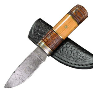 ハンティングナイフ DM1082 モザイク ダマスカス鋼 オリーブウッド Damascus Blade Knife スキナー ハンターナイフ 狩猟 解体用 スキニングナイフ サバイバルナイフ シースナイフ ハンティング用ナイフ 狩猟ナイフ 狩猟用ナイフ ジビエナイフ