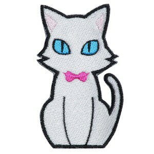 フカヒレ商会 ミリタリーパッチ シンプルねこパッチ [ 白ねこ ] ミリタリーワッペン 猫 ネコ ベルクロ ..