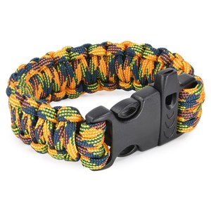 パラコードブレスレット サイドリリースバックル ホイッスル付 [ オレンジ&グリーンカモ ] ロスコ パラシュートコード コード・ブレス 腕輪 ナイロンブレスレット パラシュートコードブレス