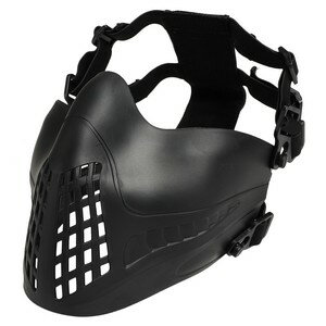 ハーフフェイスガード PILOT MASK ヘルメット装着アダプター付 [ ブラック ] パイロットマスク フェイスマスク サバゲ―装備 サバイバルゲーム ゴムベルト 取付用ベルト 保護面