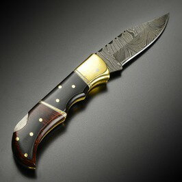 折りたたみナイフ ダマスカス鋼 ロックバック式 DM1214 レザーシース付 フォールディングナイフ バッファローホーン アウトドア キャンプ 登山 狩猟 折り畳みナイフ 折り畳み式ナイフ 折りたたみ式ナイフ フォルダー通販格安セール情報 楽天 通販