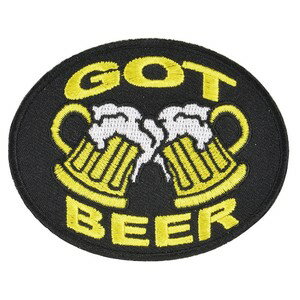 ミリタリーパッチ ビール アイロンシート付 ブラック ミリタリーワッペン アップリケ GOT BEER スリー..
