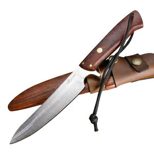 後藤渓 カスタムナイフ キャンプ AUS8 花梨ハンドル 木製シース付属 [ パーロッサ ] 登山 魚釣り フィ..