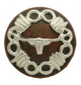 コンチョ ロングホーン 合金 [ 通常ネジ ] ウェスタン バーブ ワイヤー | ハンドメイド 長財布 ロングウォレット 革製品 レザークラフト 材料 資材 パーツ レザークラフト資材 ラウンドコンチョ