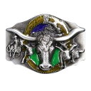 ベルトバックル 牛 テキサスロングホーン カウボーイ ベルト用バックル BUCKLE メンズ 取替え用バックル 亜鉛合金製 インディアン 交換用バックル 交換用...
