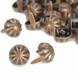 アンブレラ型 スタッズ 2爪 6mm [ アンティークカッパー / 1個 ] アンティーク風 革細工 スタッズベルト レザークラフト材料 メンズベルト自作 ハンドメイド リベット スネールヘッド 金属鋲 円すい トゲ 棘 ラウンド型 レザークラフト資材