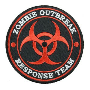 ミリタリーパッチ アイロンシート付 バイオハザード ロゴ [ レッド ] ミリタリーワッペン アップリケ 記章 徽章 襟章 肩章 胸章 階級章 スリーブバッジ ワッペン パッチ 刺繍 エンブレム