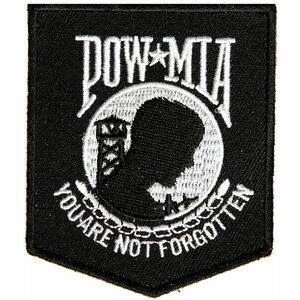 ミリタリーパッチ POW MIA 戦争捕虜 アイロンシート付 [ ブラック ] 戦闘中行方不明 | ミリタリーミリ..