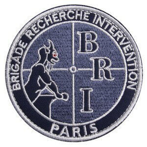 ミリタリーワッペン BRI フランス国家警察 黒豹 ベルクロ ミリタリーパッチ Brigade Recherche Intervention 特別介入部隊 PARIS パッチ アップリケ 記章 刺繍 スリーブバッジ