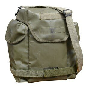 フランス軍放出品 ガスマスクバッグ ANP-VP-F1用 防水 PVC生地 [ 可 / ストラップ付き ] 防護面バッグ ミリタリーサープラス ミリタリーグッズ