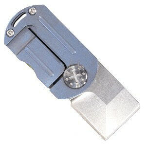 ドッグタグ型 折りたたみナイフ ライナーロック式 [ ブルー ] ミニナイフ 折り畳みナイフ フォルダー ..