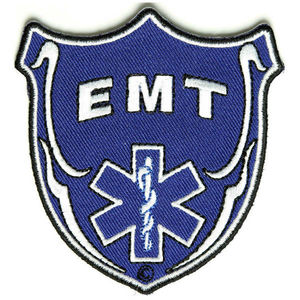 ワッペン EMT シールド型 熱圧着式 救急救命士 | ミリタリーミリタリーパッチ アップリケ 記章 徽章 襟章 肩章 胸章 階級章 消防 救急 EMSワッペン EMTワッペン EMSパッチ EMTパッチ スリーブバッジ