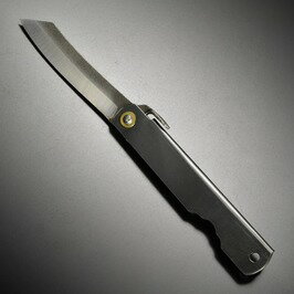 肥後守定 和式ナイフ 折りたたみ 全鋼 梨地仕上げ 切り欠き付 [ 黒 / 中 ] 肥後の守 ひごのかみ 永尾駒製作所 和風ナイフ 国産ナイフ アウトドアナイフ 小刀 本鍛造 刃物 日本製 国産刃物 和式刃物 フォールディングナイフ 折り畳みナイフ 折りたたみナイフ