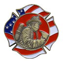 チャレンジコイン FIRE RESCUE マルタ十字型 消防 記念メダル Challenge Coin 記念コイン Maltese Cross Red Fire Rescue ファイヤーレスキュー 星条旗 亜鉛合金 彫刻 円形 透明ケース付き ミリタリーメダル ミリタリーコイン