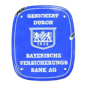 【中古】ホーロー看板 ドイツ製 バイエルン保険銀行 サインプレート レトロ雑貨 紋章 ディスプレイ イ..