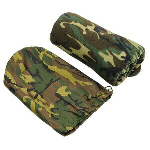 ブランケット ウッドランド迷彩 100%ポリエステル 200×150cm 収納袋付き 毛布 タオルケット Woodland 布団 膝掛け ひざかけ 防寒 保温布 冬備え 布製品