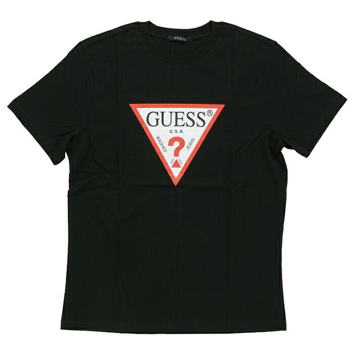 【セール】【アウトレット】【タグ無し】GUESS ゲス Tシャツ MJ2K9405K BLK メンズ トップス 半袖 クルーネック ロゴ プリント トライアングル 三角 NKN nn0690 