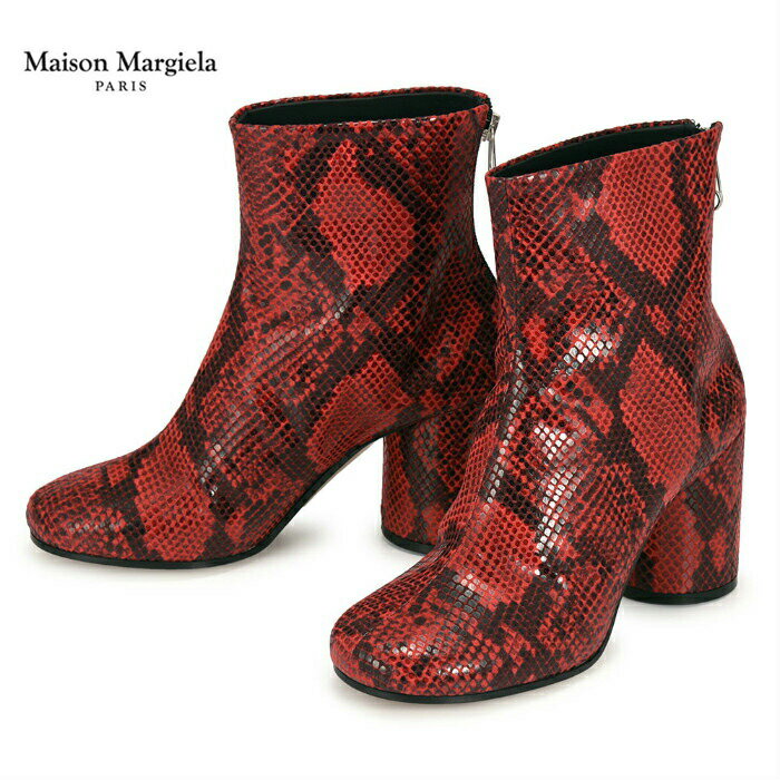 【アウトレット】メゾン マルジェラ ブーツ ショートブーツ 蛇柄 レッド Maison Margiela Python Print Leather Ankle Boot S39WU0097 S48432 961 otr1666