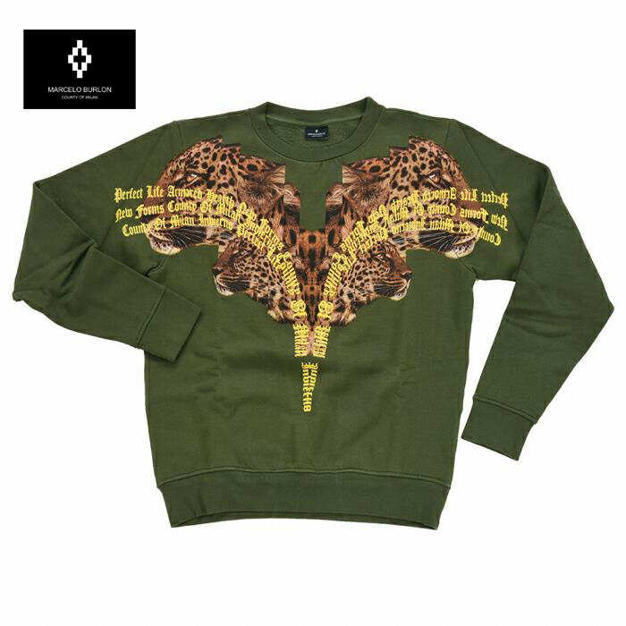 マルセロバーロン スウェットトレーナー MARCELO BURLON Tepenk Crewneck CMBA009F17506017 4088 メンズ 裏起毛 クルーネック グリーン(otr1879)