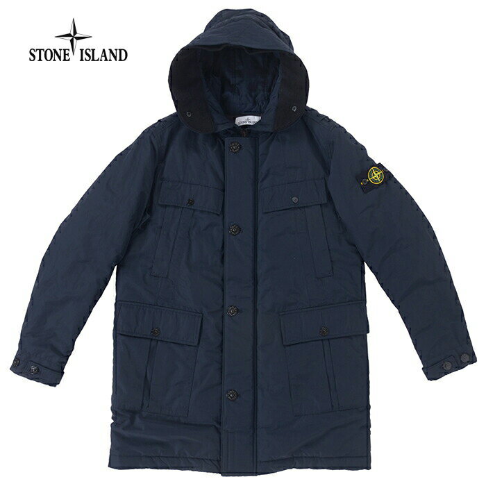 STONE ISLAND ストーンアイランド Capo Lungo 711570226 V0020 メンズ ジャケット コート アウター 羽織 ジップアップ ボタン フード 長袖 リブ ロゴ 刺繍 ネイビー 紺(sto0007)