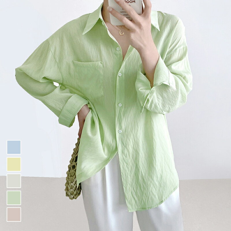 【6/26 50%OFF！2点購入クーポンで】シャツ ブラウス レディース レギュラーカラー 長袖 無地 薄手 日焼け防止 紫外線対策 シンプル フォーマル カジュアル オフェス 通勤 通学 冷房対策 レディースファッション 20代 30代 40代 50代 60代 ReReのサムネイル