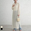 【5/1 50%OFF!2点購入クーポンで】ワンピース マキシワンピース マキシ丈 ロング ワイド メッシュ素材 長袖体型カバー 二の腕カバー 透け感 シアー ...