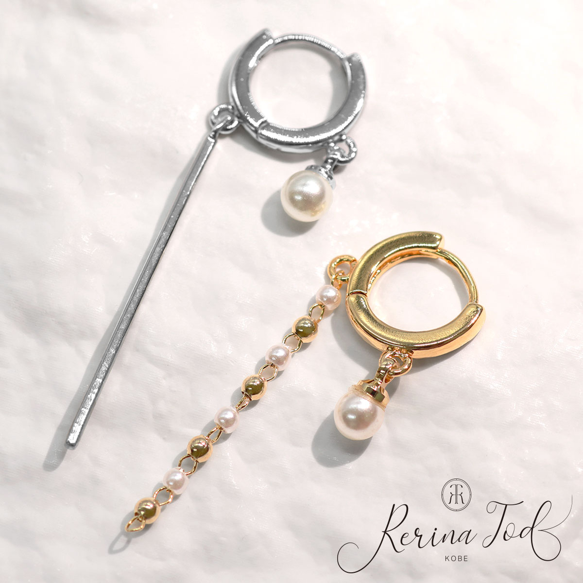Rakuten - (2個セット) フープピアス 2スタイル パールチャーム ピアス