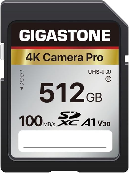 GIGASTONE SDカード 512GB メモリーカード A1 V30 U3 Class 10 SDXC 高速 4K UHD & Full HD ビデオ Canon Nikon など デジタルカメラ 一眼レフ対応 ミニケース1個付き 新品 送料無料