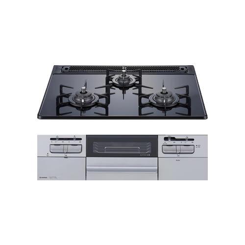 【ハーマン／fami】ビルトインガスコンロ 60cm ガラストップ リフレクトブラック 無水両面焼グリル ダ..