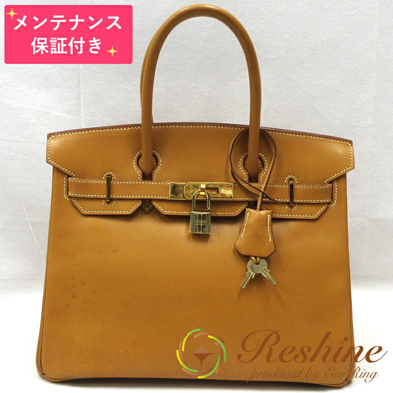 【中古】【メンテナンス保証付】HERMES／エルメス バーキン30 ヴァッシュ ナチュラル ハンドバッグ