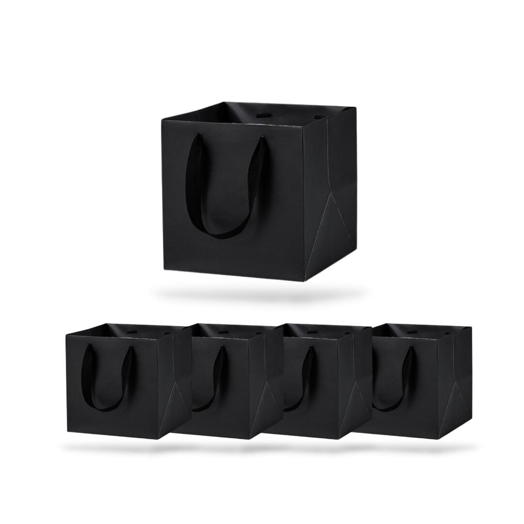 レジプロb 厚手紙袋 正方形 20cm / 25cm マチ広 ギフト用 ブラック 5枚セット