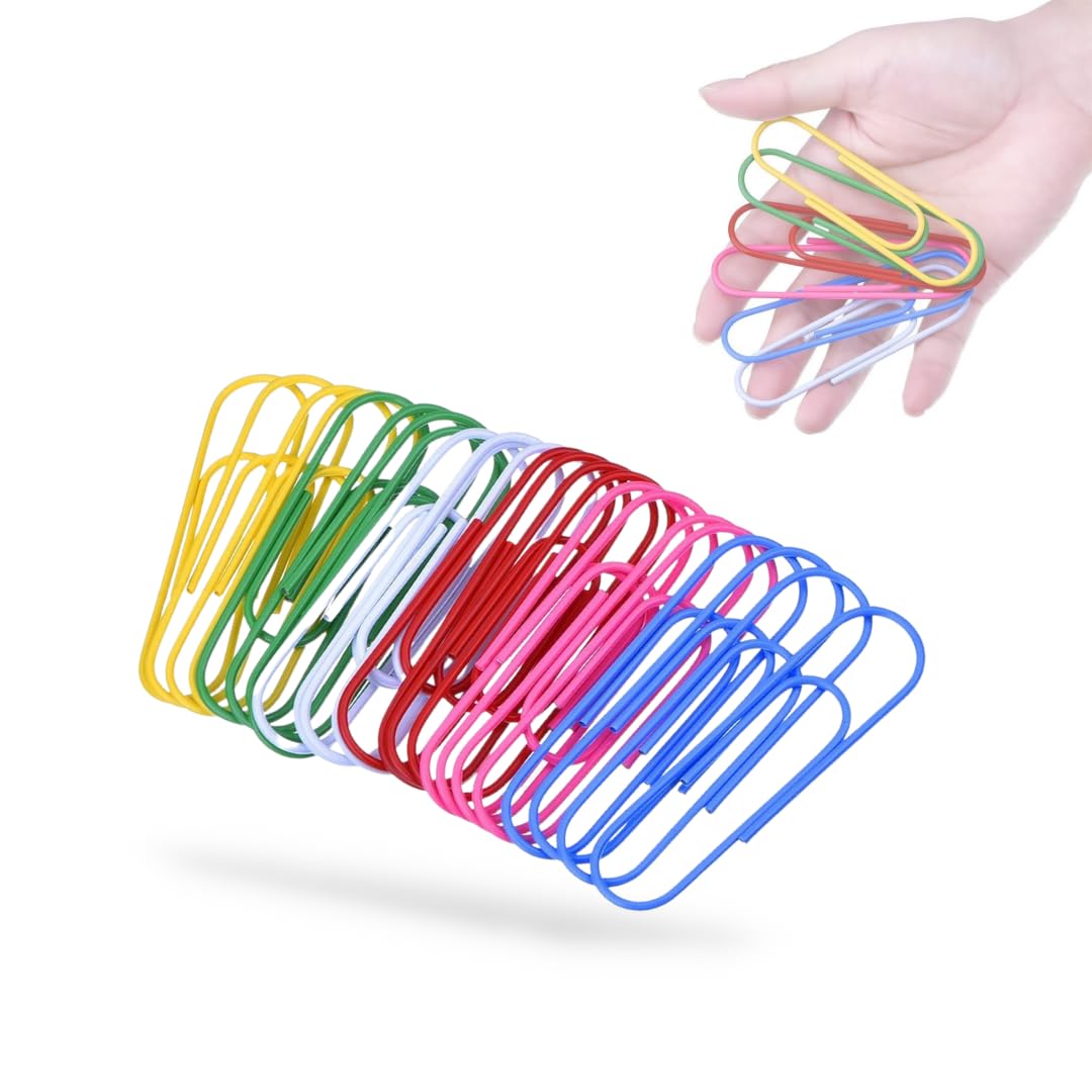 レジプロb カラーゼムクリップ 特大 10cm ペーパークリップ ファイル分類用 カラー ミックス/ランダム (30)