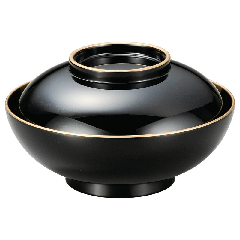 【日本製】耐熱平仙才煮物椀 黒見返市松（段無）