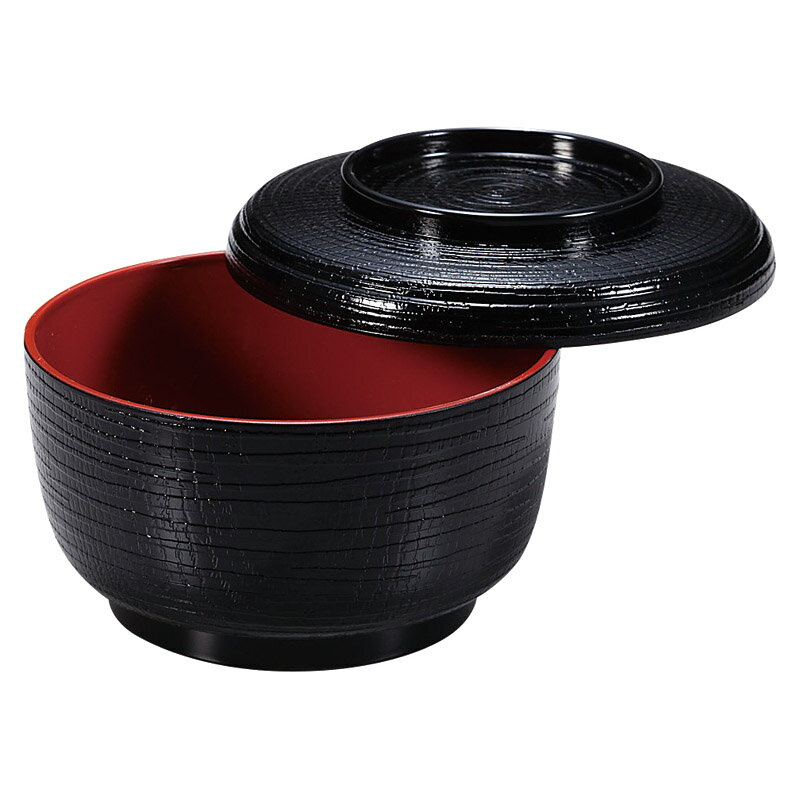 【日本製】耐熱割子飯器（小）　黒内朱　段無