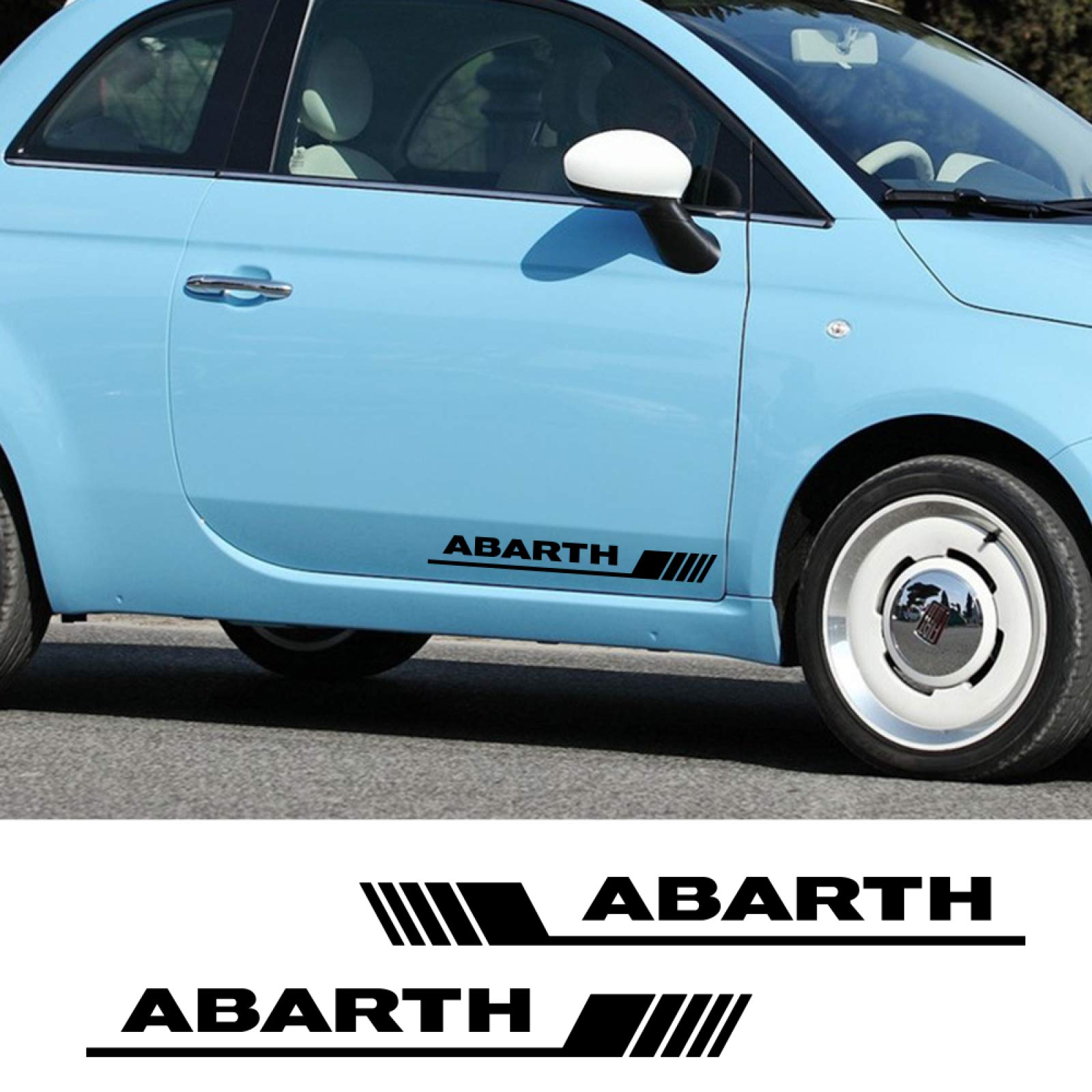 Rakuten - 2PCS車のドアサイドスカートボディストライプデカール、FIAT500プントパンダアバルトの場合