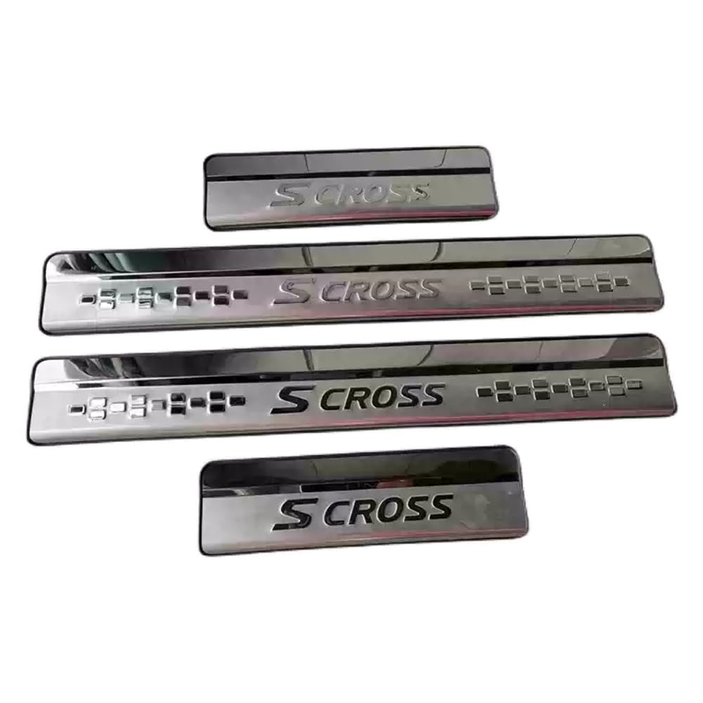 Rakuten - For スズキ SX4 S-CROSS用ドアスカッフプレート 4枚セット プラスチック ステンレス製 スカッフプレートドアモール サイドモール ドアガ