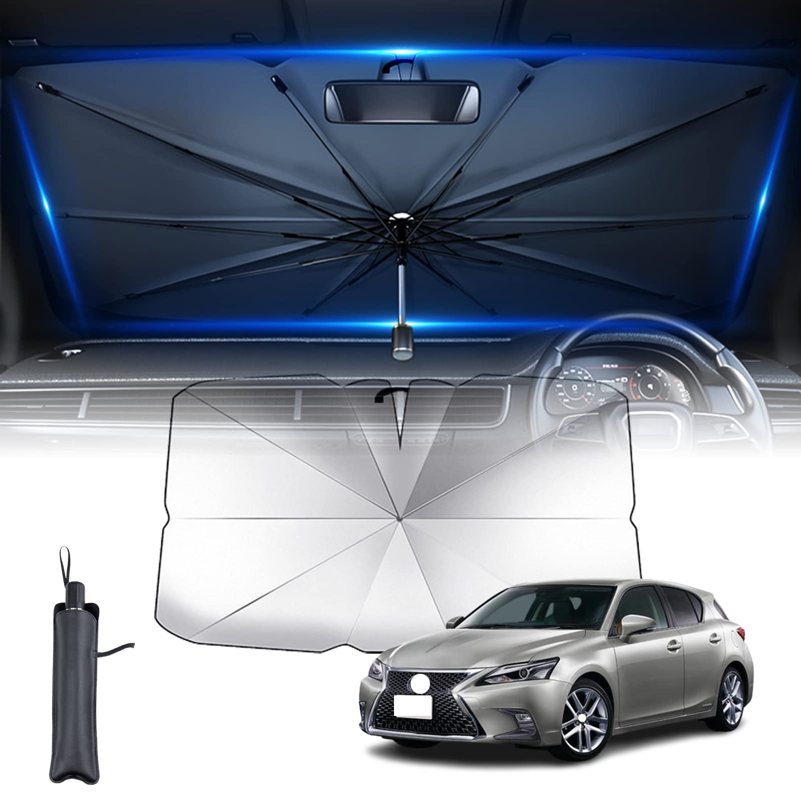 【2022新登場】レクサスCT フロントサンシェード 10本骨フロントガラス サンシェード 折り畳み式 Lexus CT200h2011年1月~ 車用 サンシ