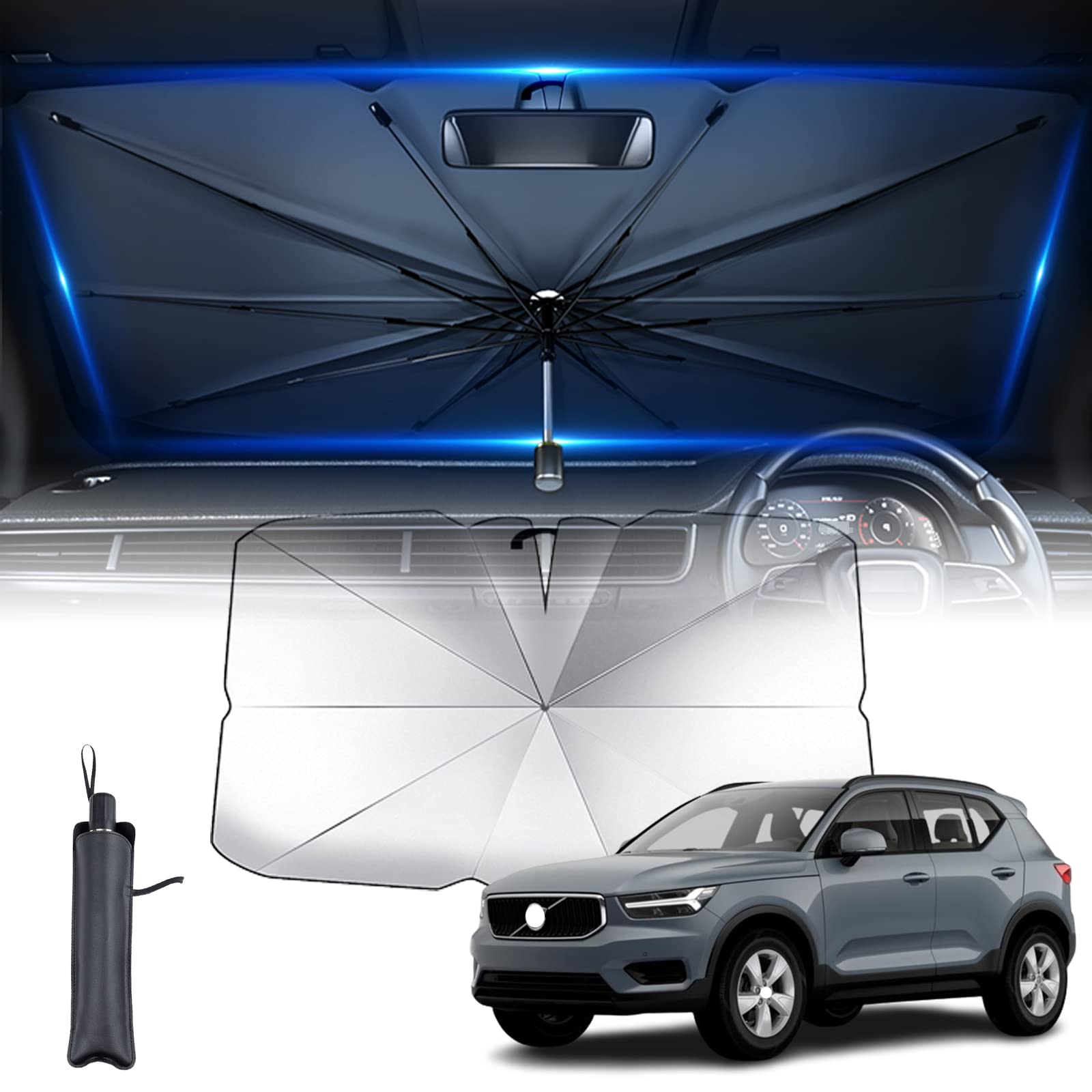 Rakuten - 【2022新登場】ボルボ XC40フロントサンシェード 10本骨フロントガラス サンシェード 折り畳み式 Volvo XC40 2018~現行 車用 サンシェー