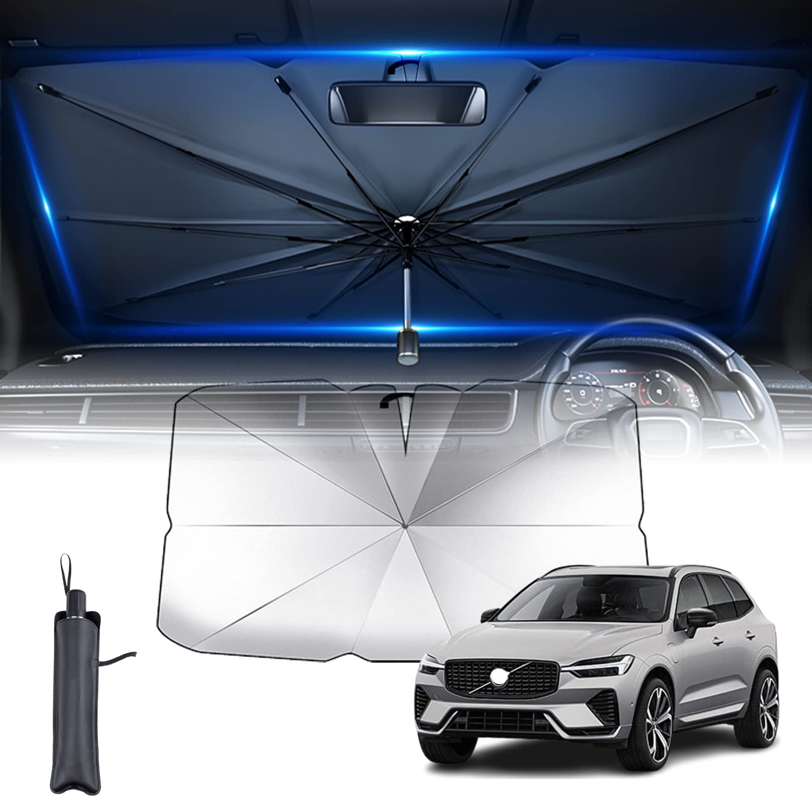Rakuten - 【2022新登場】ボルボ XC60フロントサンシェード 10本骨フロントガラス サンシェード 折り畳み式 Volvo XC60 2018~現行 車用 サンシェー