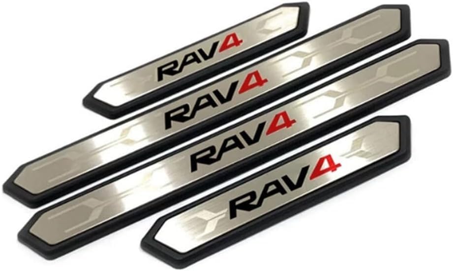 Rakuten - For トヨタ RAV4 50系 RAV4 5代目 2019年4月-現行用サイドステップガード 4枚セット プラスチック ステンレス製 スカッフプレートドアモ