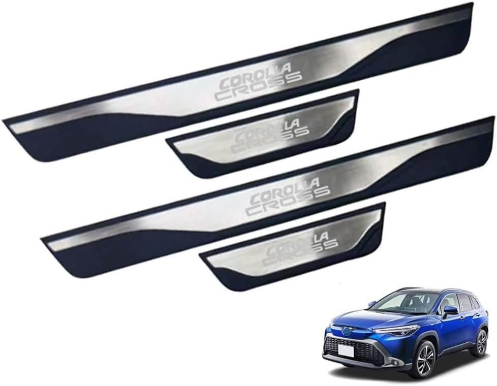 Rakuten - For トヨタ 新型 カローラクロス COROLLA CROSS 2021年9月~現行用サイドステップガード 4枚セット プラスチック ステンレス製 スカッフ
